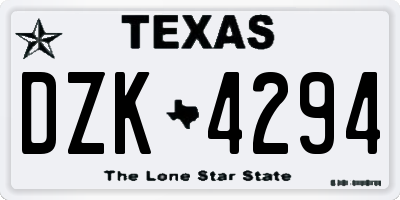 TX license plate DZK4294