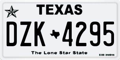 TX license plate DZK4295