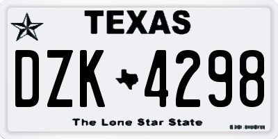 TX license plate DZK4298
