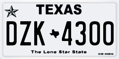 TX license plate DZK4300