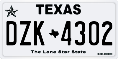 TX license plate DZK4302