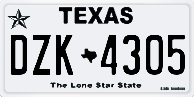TX license plate DZK4305