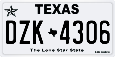 TX license plate DZK4306