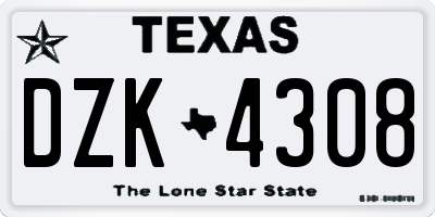 TX license plate DZK4308