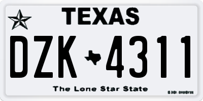 TX license plate DZK4311