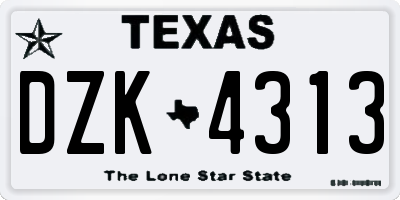 TX license plate DZK4313