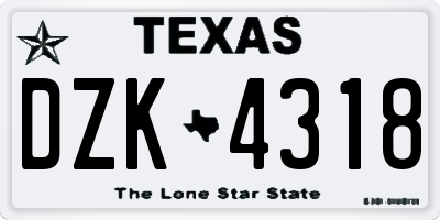 TX license plate DZK4318