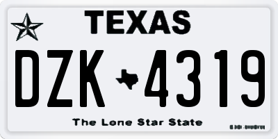 TX license plate DZK4319