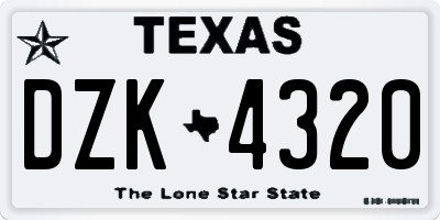 TX license plate DZK4320