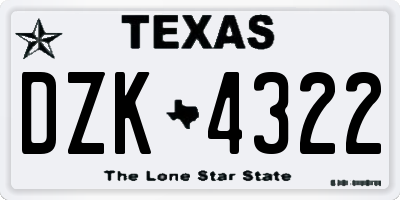 TX license plate DZK4322