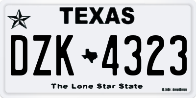 TX license plate DZK4323