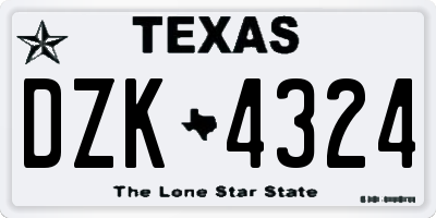 TX license plate DZK4324