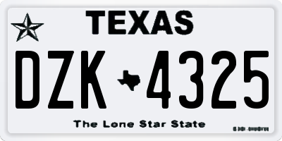 TX license plate DZK4325
