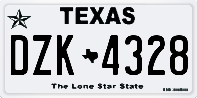 TX license plate DZK4328