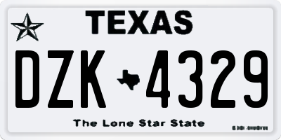 TX license plate DZK4329