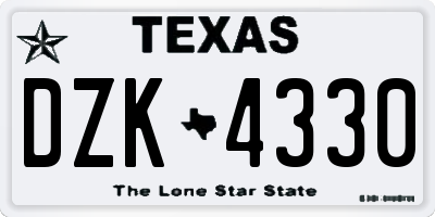TX license plate DZK4330