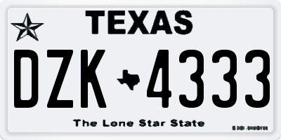 TX license plate DZK4333