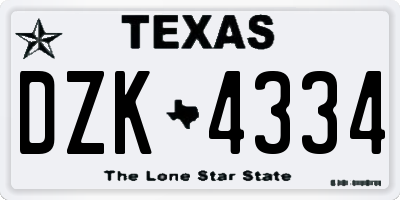 TX license plate DZK4334
