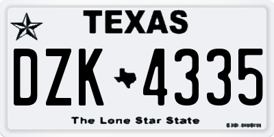 TX license plate DZK4335