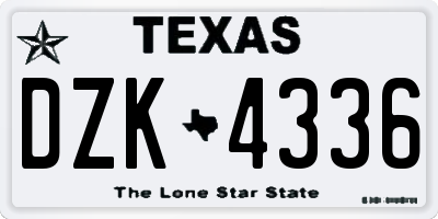 TX license plate DZK4336