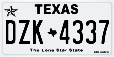 TX license plate DZK4337