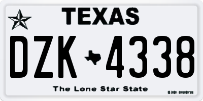 TX license plate DZK4338
