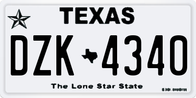 TX license plate DZK4340