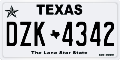 TX license plate DZK4342