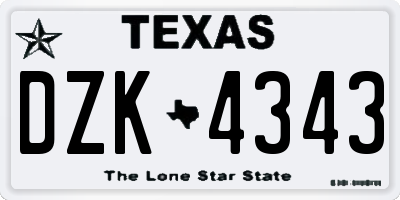 TX license plate DZK4343
