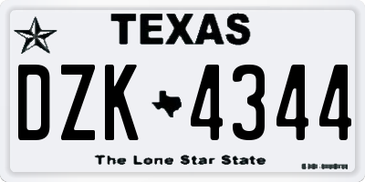 TX license plate DZK4344