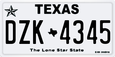 TX license plate DZK4345