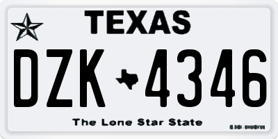 TX license plate DZK4346