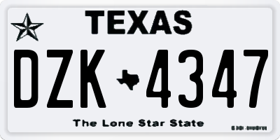 TX license plate DZK4347