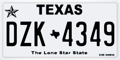 TX license plate DZK4349