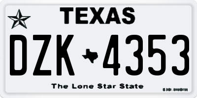 TX license plate DZK4353