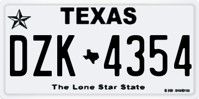 TX license plate DZK4354