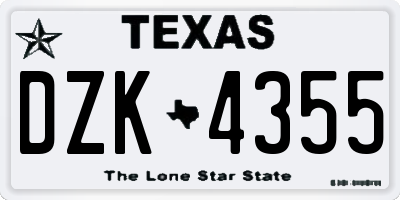 TX license plate DZK4355