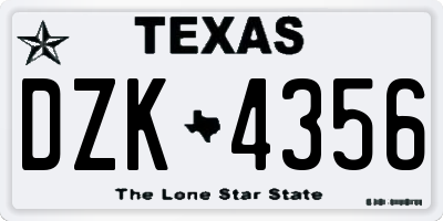 TX license plate DZK4356