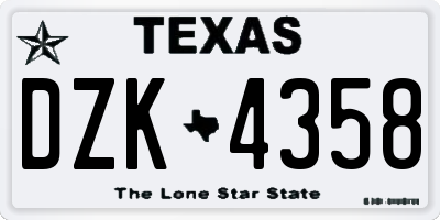TX license plate DZK4358