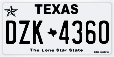 TX license plate DZK4360