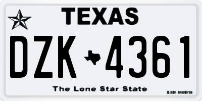 TX license plate DZK4361
