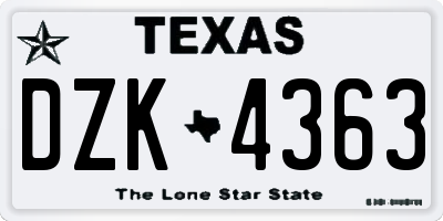 TX license plate DZK4363