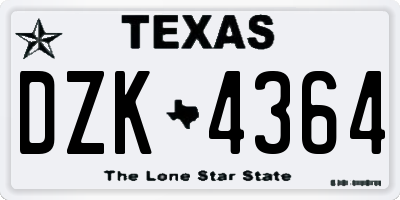 TX license plate DZK4364