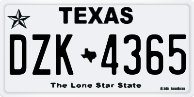 TX license plate DZK4365