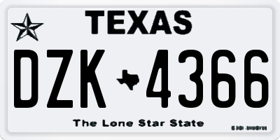 TX license plate DZK4366