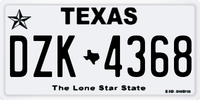 TX license plate DZK4368