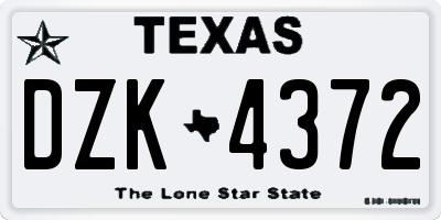 TX license plate DZK4372