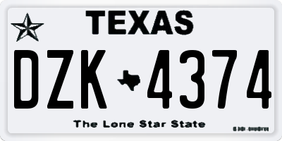 TX license plate DZK4374