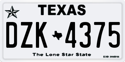TX license plate DZK4375