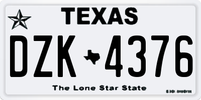 TX license plate DZK4376